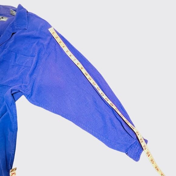 Vintage Lizwear Purple crinkly cotton long sleeve button up shirt size Large - Picture 6 of 11